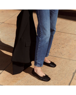 Flat Ballerinas with Smooth Leather Knot and Suede