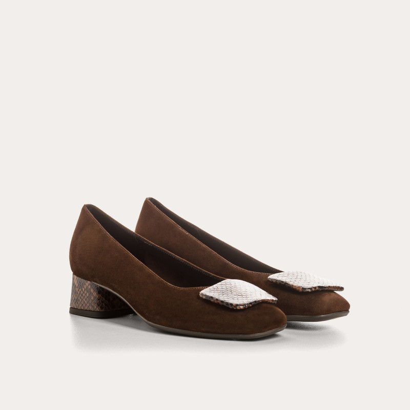 Kefir suede and python print heeled ballerinas | Reqins