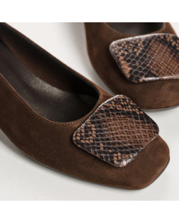 Kefir suede and python print heeled ballerinas | Reqins