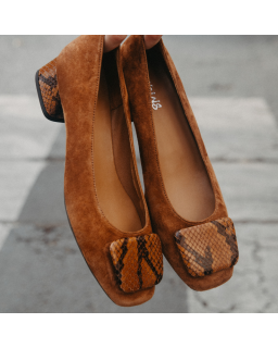 Kefir suede and python print heeled ballerinas | Reqins