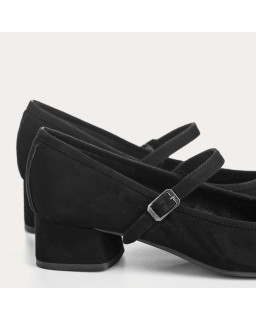 Kelly Brown Heel Mary Janes in Suede