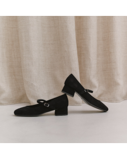 Babies à talons en cuir velours