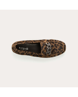 Women's Velvet Women's Loafers Printed - Model Holding | Reqins