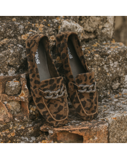 Mocassins femme en cuir velours imprimé – Modèle Holding | Reqins