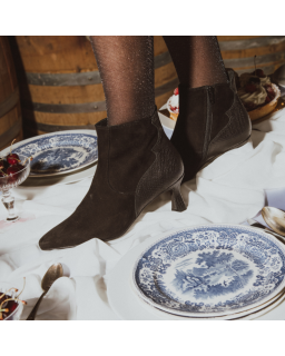 Women's Velvet Leather Boots Printed - Petra Model | Reqins