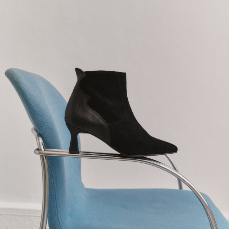 Boots femme en cuir velours imprimé – Modèle Petra | Reqins