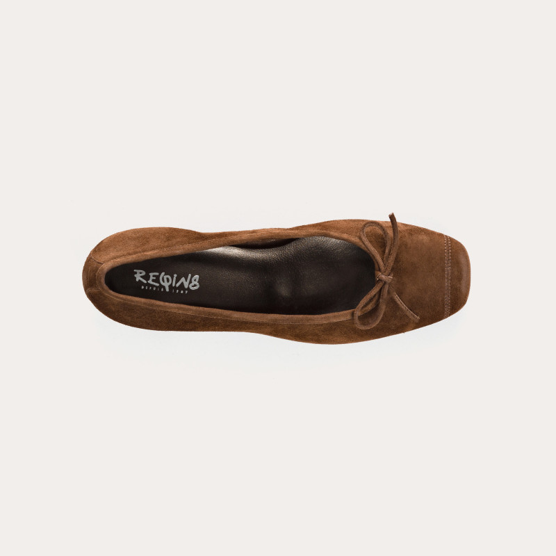 Velvet leather heeled ballerinas with knot