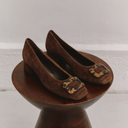 Kornelia Ballerina with Suede Heels - Reqins