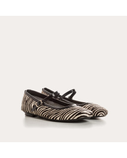 Babies Honer Mini zebra in black and white printed leather - Reqins