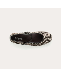 MARY JANES Honor Mini Zebra in black and white printed leather