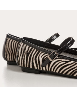 MARY JANES Honor Mini Zebra in black and white printed leather