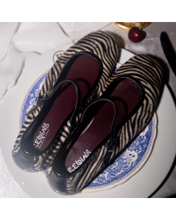 MARY JANES Honor Mini Zebra in black and white printed leather