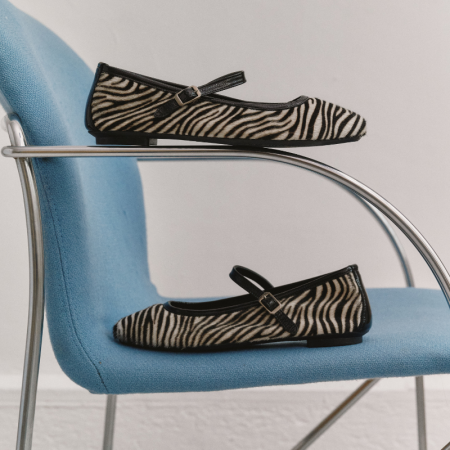 MARY JANES Honor Mini Zebra in black and white printed leather