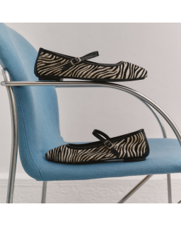 MARY JANES Honor Mini Zebra in black and white printed leather