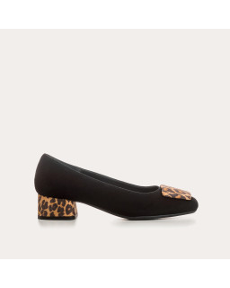Kefir Heel Ballerines Black and Leopard Printed