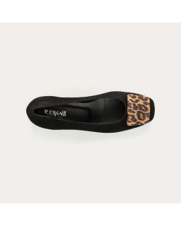 Kefir Heel Ballerines Black and Leopard Printed