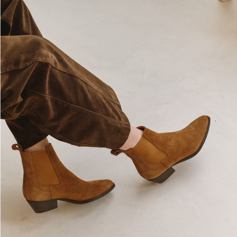 Bottines Belem en cuir velours - Style western chic - Reqins