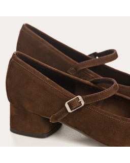 Babies à talons en cuir velours