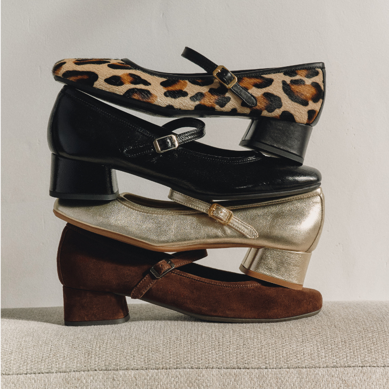 Kelly Brown Heel Mary Janes in Suede