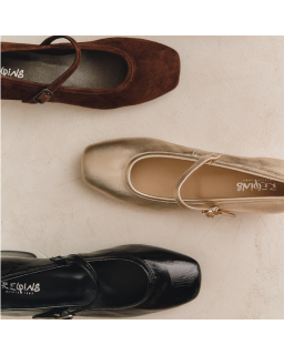 Kelly Brown Heel Mary Janes in Suede