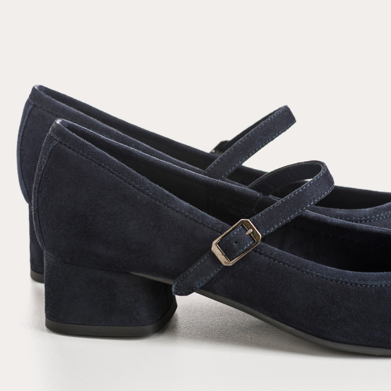 Kelly Brown Heel Mary Janes in Suede