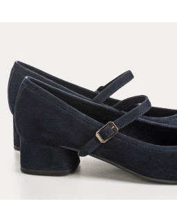 Kelly Brown Heel Mary Janes in Suede