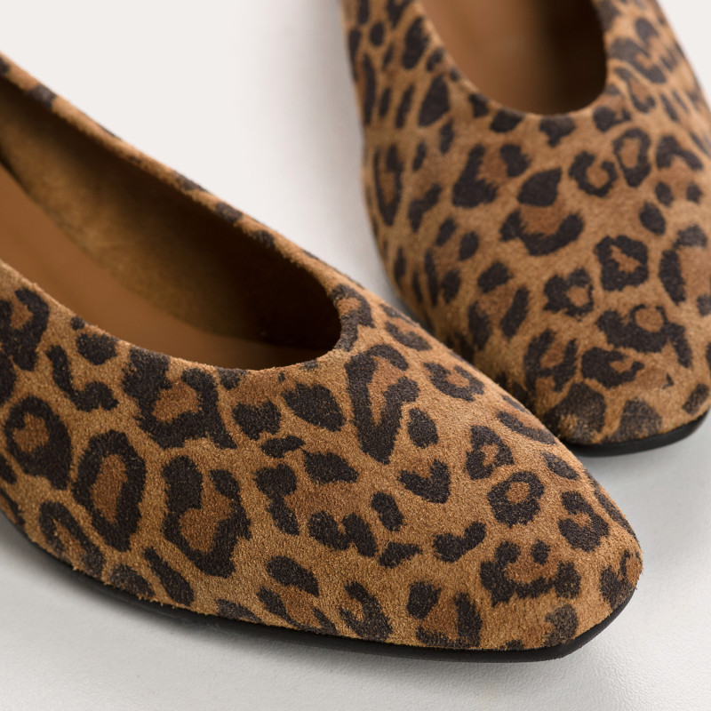 Favorite Heel Ballerinas Leopard Velvet Leather - Elegance & Comfort | Reqins