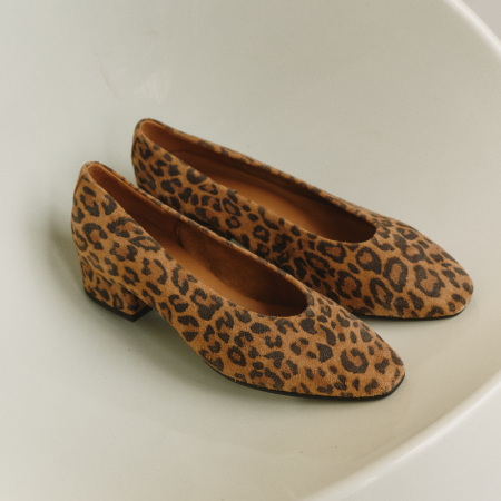 Favorite Heel Ballerinas Leopard Velvet Leather - Elegance & Comfort | Reqins