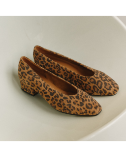 Favorite Heel Ballerinas Leopard Velvet Leather - Elegance & Comfort | Reqins
