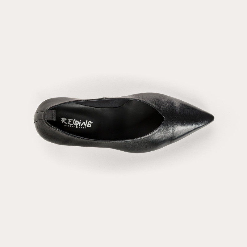 Black Leather Bless Pumps | Reqins