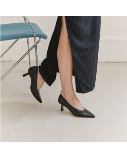 Black Leather Bless Pumps | Reqins