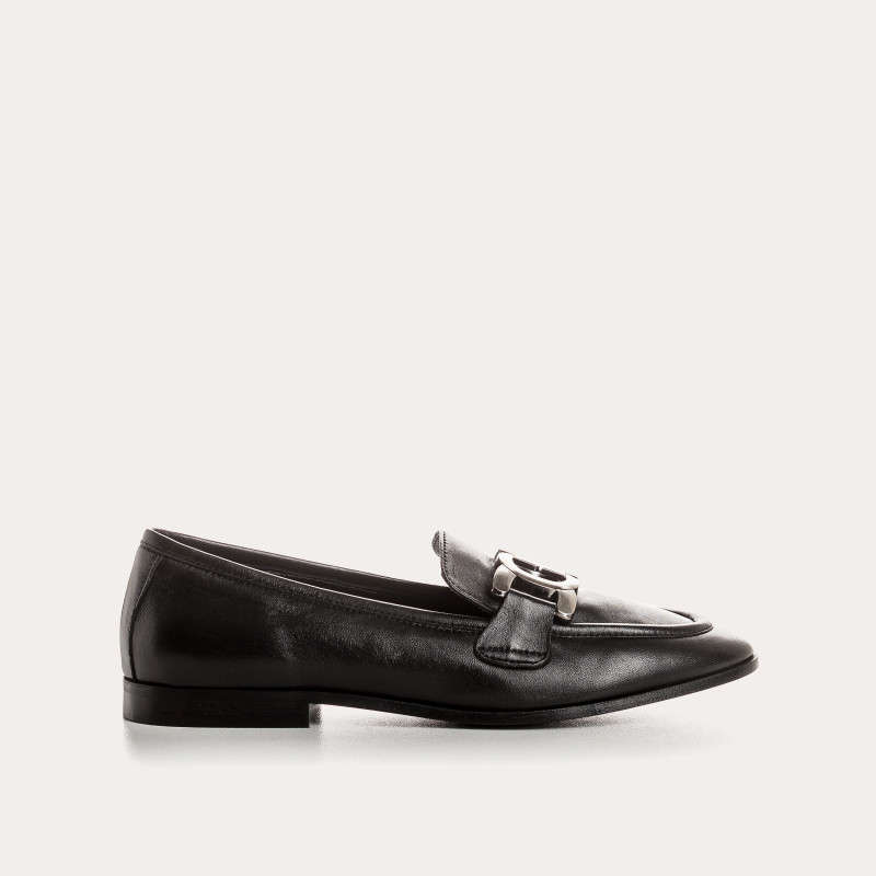 Black Faro Moccasins in smooth leather