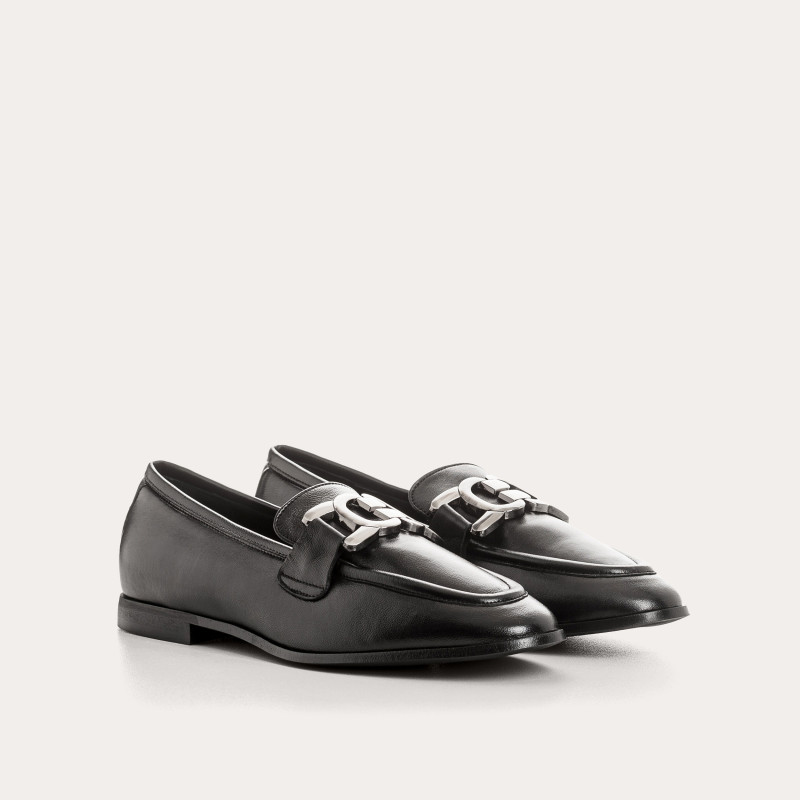 Black Faro Moccasins in smooth leather