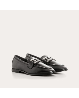 Mocassins Faro noir en cuir lisse | Reqins