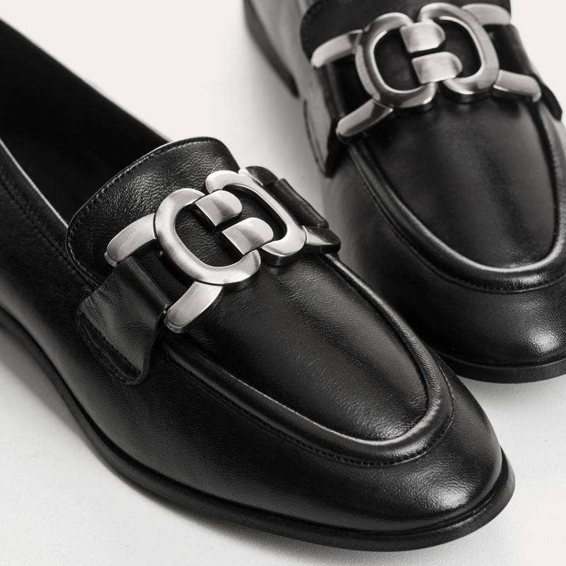 Black Faro Moccasins in smooth leather
