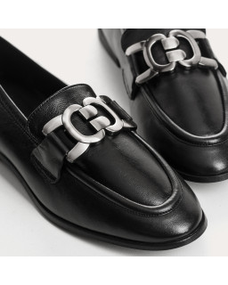 Mocassins Faro noir en cuir lisse | Reqins