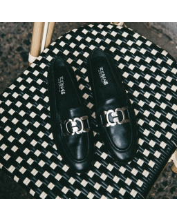 Mocassins Faro noir en cuir lisse | Reqins