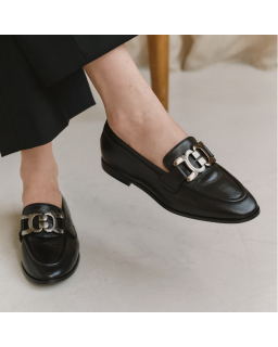 Mocassins Faro noir en cuir lisse | Reqins