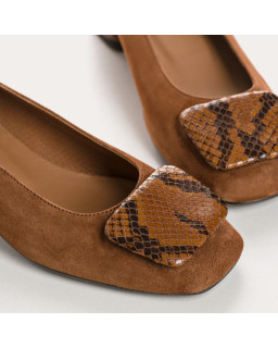 Kefir suede and python print heeled ballerinas | Reqins