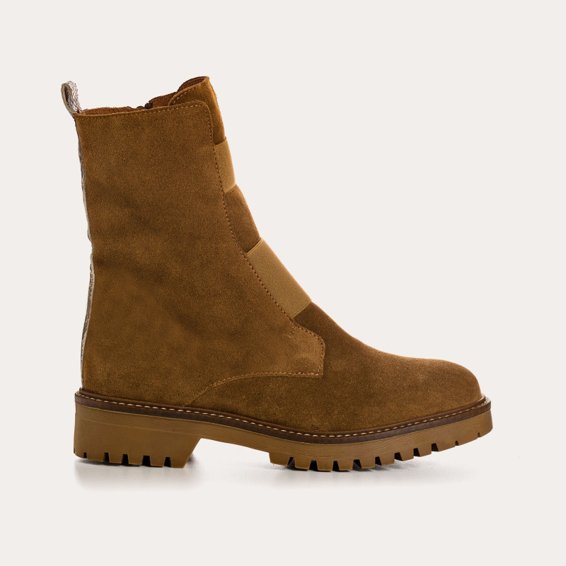 Boots chelsea velvet leather with elastic and interior zip