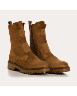 Boots Chelsea en cuir velours avec élastiques et zip intérieur