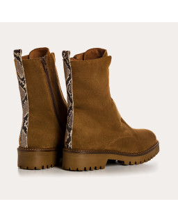 Boots Chelsea en cuir velours avec élastiques et zip intérieur