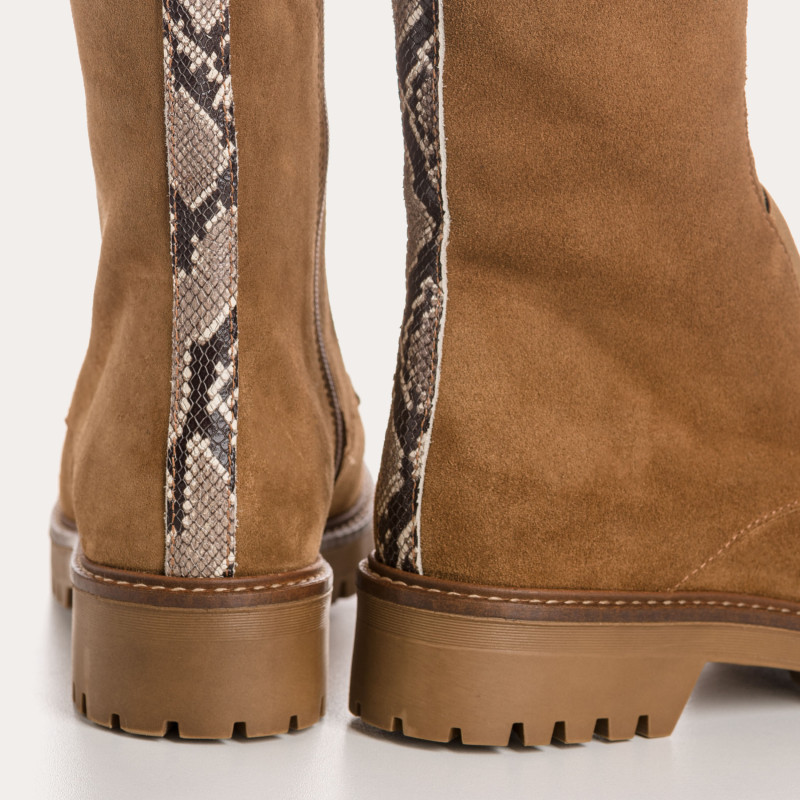 Boots chelsea velvet leather with elastic and interior zip