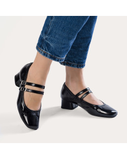 Naplak Varnished Leather Kristen Mary Janes | Chic elegance | Reqins