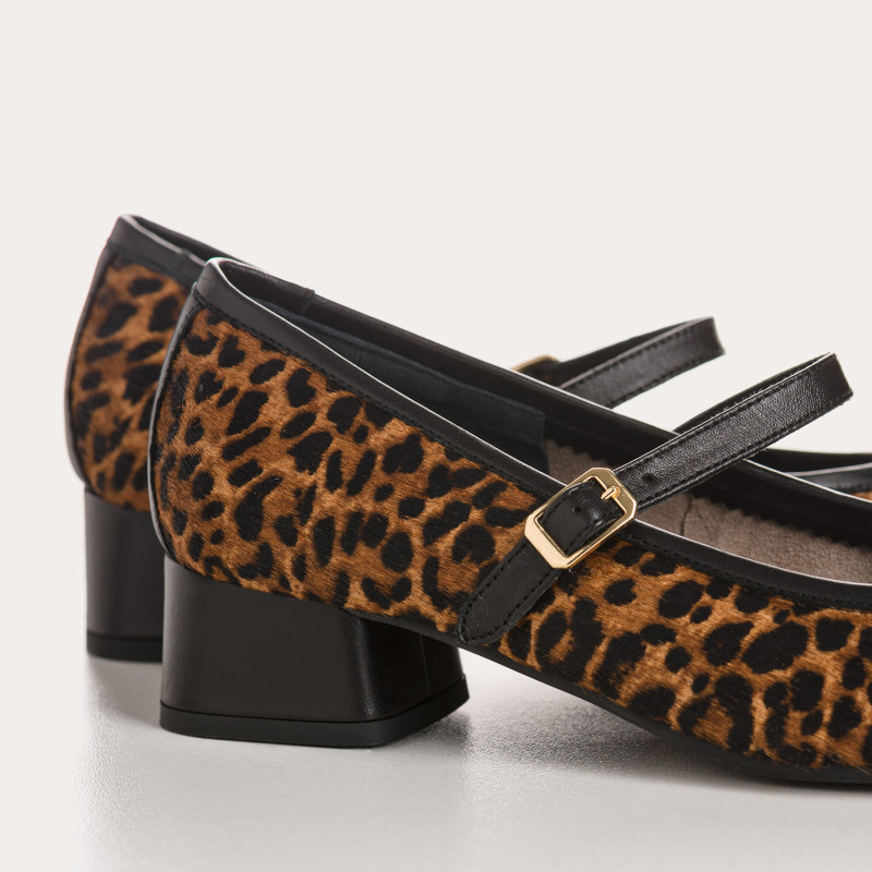 Kelly Leather Leopard Leather Mary Janes - Elegance & Comfort | Reqins