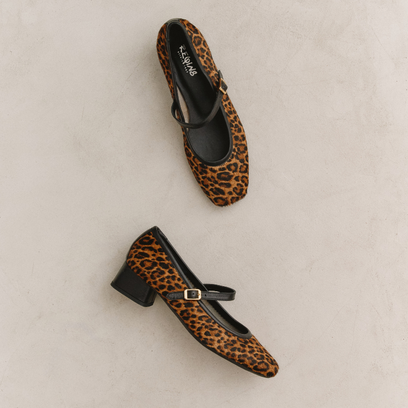 Kelly Leather Leopard Leather Mary Janes - Elegance & Comfort | Reqins