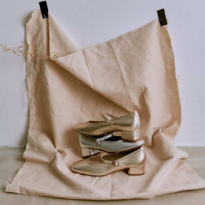 Kelly Metallic Heeled Mary Janes - Elegance & Comfort | Reqins