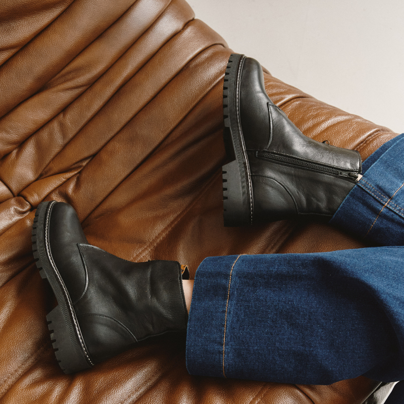 Black Leopard Leopard Details Boots | Reqins