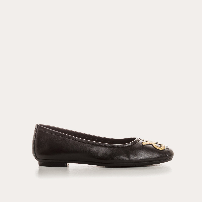 Golden Leather Hopa Ballerinas | Reqins