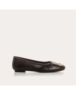 Golden Leather Hopa Ballerinas | Reqins